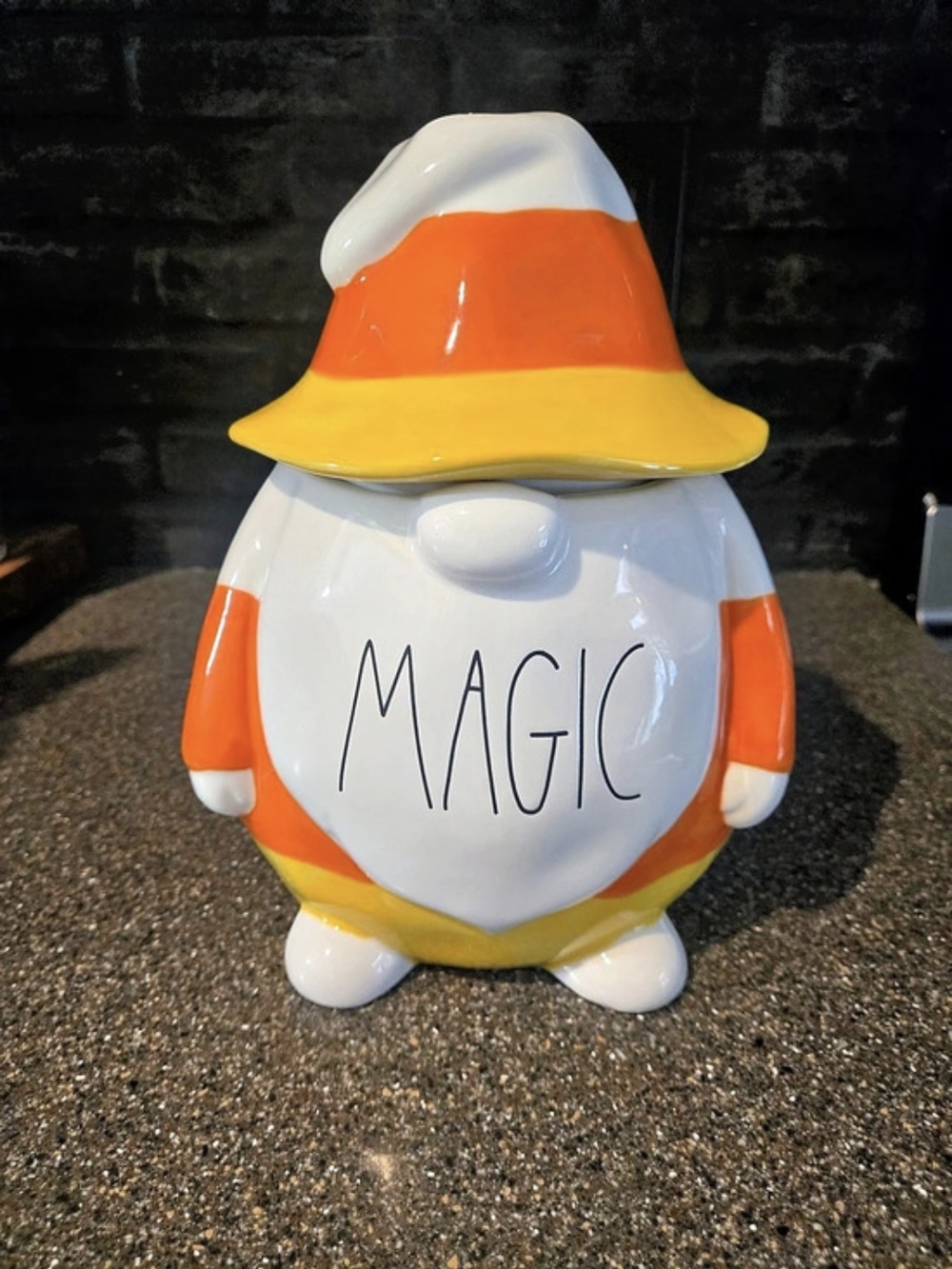 Rae Dunn Candy Corn Magic Gnome Cookie Jar Canister